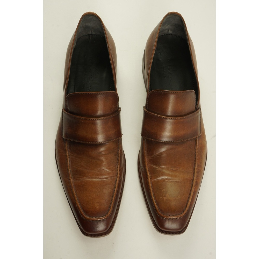To Boot New York Brown Leather Square Moc Toe Strap Loafer Shoes Men's US 11 M